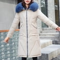thumbnail image 2 of TFEOQRY Women's Cotton Parkas Padded Coats Casual Solid Color Knee Hooded Long Sleeve Thermal Cotton Jacket Sky Blue, 2 of 9