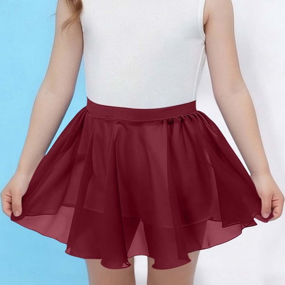 CQONEPT Girls' Ballet Tutu Skirt Dance Princess Tulle Skirts School Gymnastics Costumes Ballerina Outfits Wine 8 Years