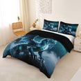 thumbnail image 3 of Metsweet Teal Dragon Duvet Cover Queen, Gothic Wildlife Queen Bedding, Blue Black,Black Reversible,3-Piece,1 Duvet Cover and 2 Pillowcases, 3 of 6
