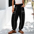 thumbnail image 2 of Women's Baggy Wide Leg Pants Casual Fall Trousers Drawstring Waist Barrel Sweatpants with Pockets Lounge Black, 2 of 6