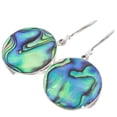 thumbnail image 2 of Round Paua Abalone Shell 925 Sterling Silver  Dangle DropEarrings, 13/16", 2 of 3