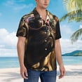 thumbnail image 2 of KLL Men's Hawaiian Shirt Short Sleeve Button Down Beach Shirts-Pug Wearing Sunglasses Flowers, 2 of 5