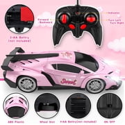 Betheaces Remote Control Car for Kids, 1:18 Pink RC Cars Toys for Kids Electric Vehicle Toy Car Hobby Racing Car with Lights & Controller, Birthday Gifts for Girl Boys Age 3-9 Years Old(Pink)