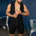 thumbnail image 2 of DPTALR Men's Drawstring Elastic Solid Color Hooded Outer Wear Sports Sexy Jumpsuit, 2 of 8