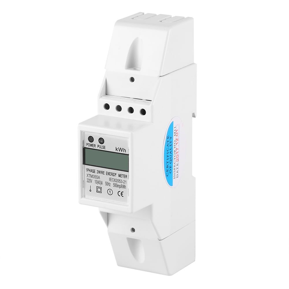 220V Single Phase Electric Meter 5-32A High Overload Guide Type DIN-Rail Electronic KWh Meter LCD Digital for Single-Phase AC Active Electricity