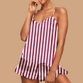 thumbnail image 2 of HUJlwoi Satin Pajama Set for Women Printed Spaghetti Strap Trendy Pjs Nightwear Camisole 2 Piece Cami Shorts loungewear Matching Clothing 2025, 2 of 7