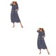 thumbnail image 4 of Minnieouse Vestido de noche de mujer, cuello redondo, manga larga, transpirable, Otoño Invierno, hogar, oficina, bata, ropa de dormir, azul Azul oscuro L 2piezas, 4 of 6