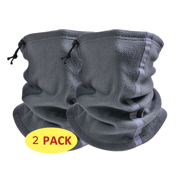2 Pieces Neck Gaiter Balaclava Ski Mask Windproof Men and Women Gray