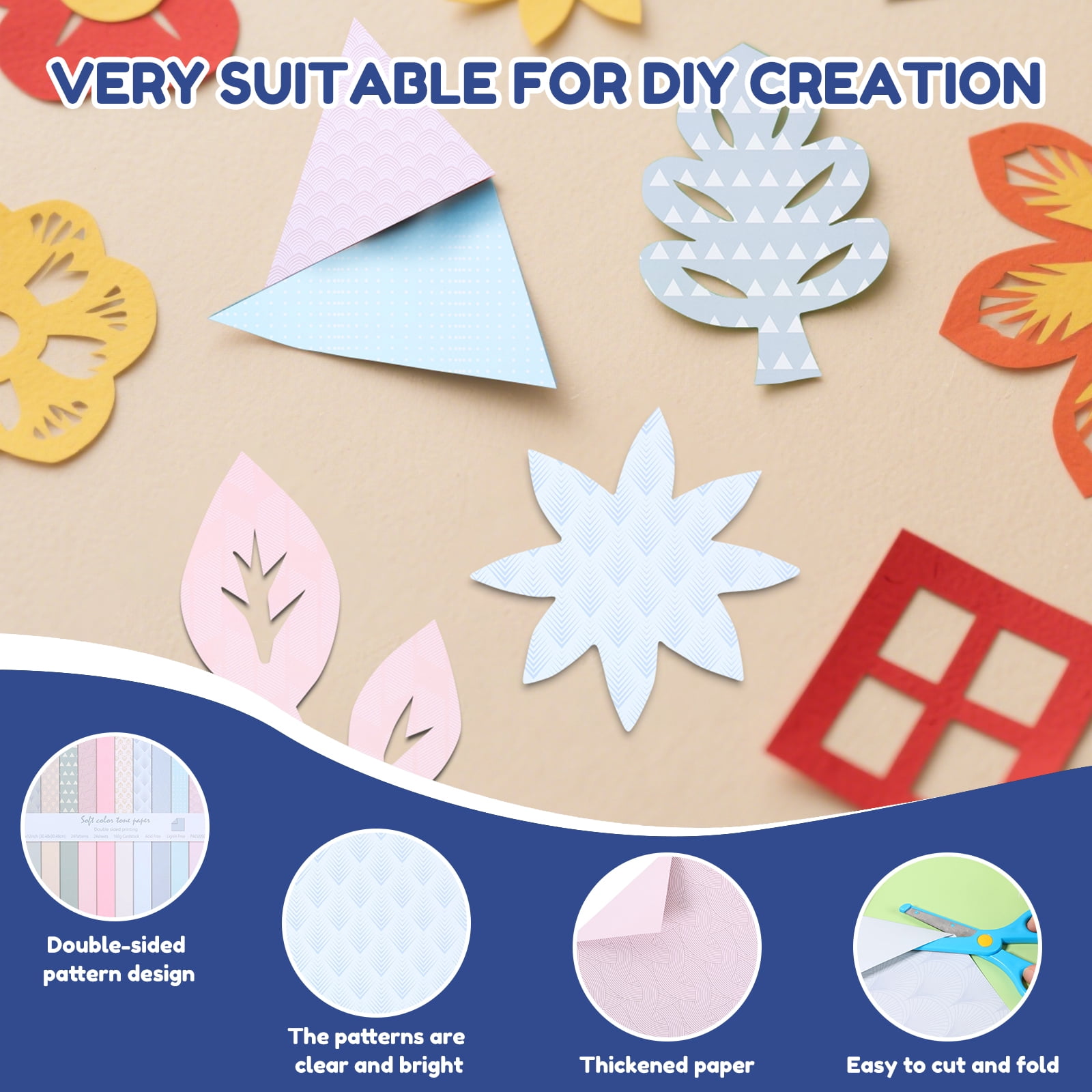 24 Sheet Aesthetic Scrapbook Paper Soft Color Pattern Paper Double Sided Printing for DIY Card Making Scrapbook Wedding Photo Album Home Decor 12 x 12 Inch