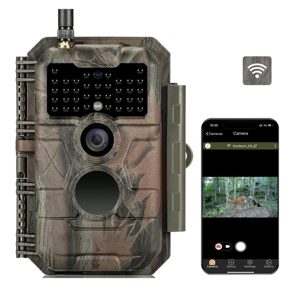 Cámara de rastreo GardePro E6 WiFi 48MP 1296P sin emisión de luz con camuflaje