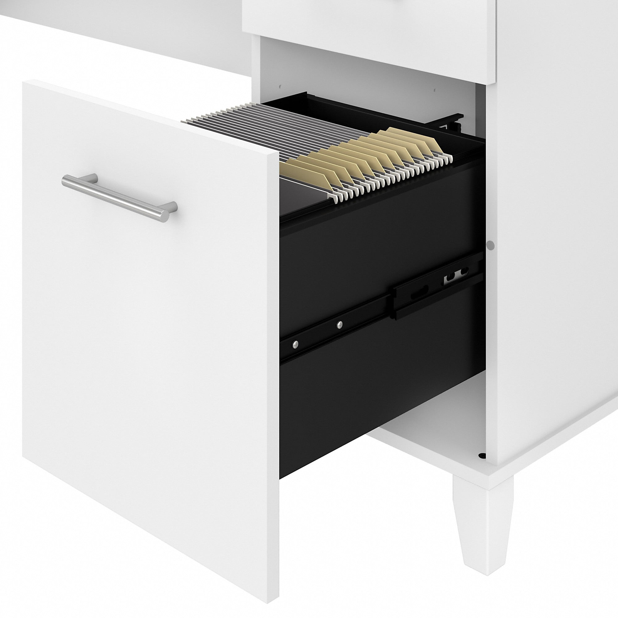 Bush Furniture Somerset 72" L Desk and Hutch with Storage, White