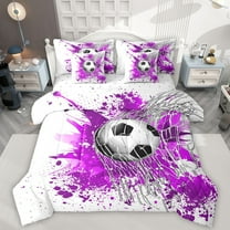 Homewish Gamer Football Soccer Boy 7 Pieces Bedding Comforter Set,Sport Theme Full Bedding Set Lightweight,Graffiti Splash Fitted Sheet Flat Sheet,Super Cozy Room Decor,Reversible