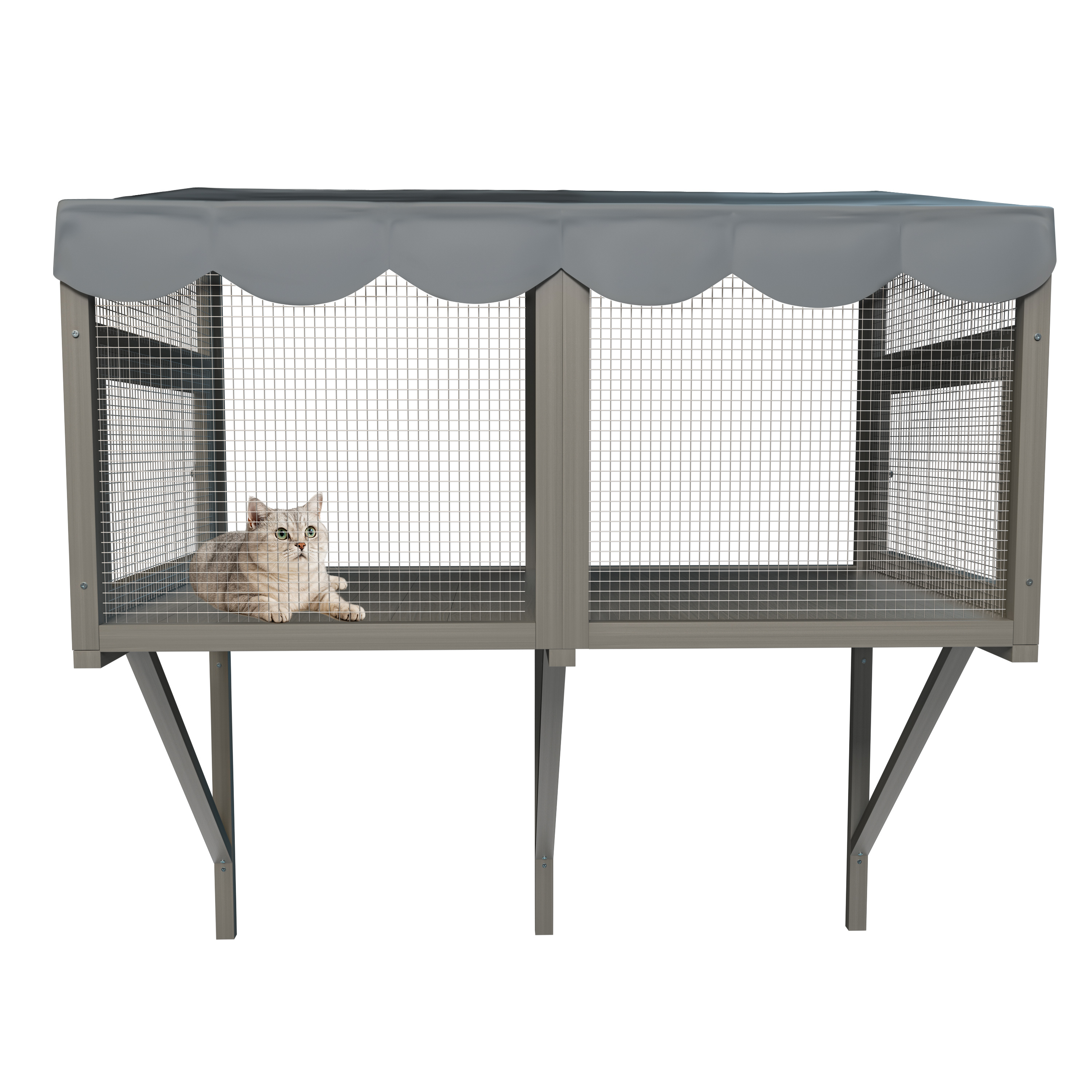 YIYADO Cat Catio Window Box Enclosure, Expandable Wooden Outdoor Window Perch, Secure Cat House for Multi Kittens