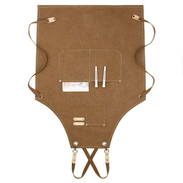 Delantal de cocina delantal de Chef Unisex delantal de trabajo correas traseras de lona Unisex con 3 bolsillos delantales de Chef para pintura de carpintería ANGGREK Otros