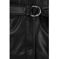 thumbnail image 4 of Women's Long Sleeve Button Front Waist Belted Faux Leather Coat Jacket, 4 of 4