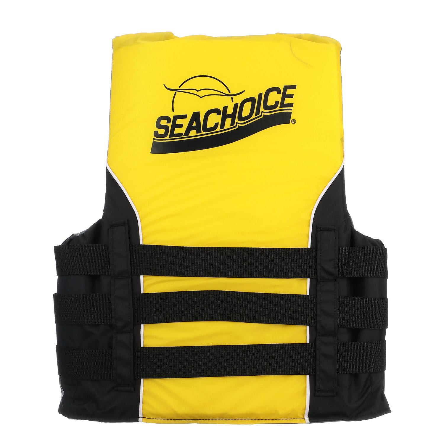 Seachoice Level 70 Life Jacket, Deluxe Adjustable 4-Belt Ski Vest, Yellow and Black, Size S/M: 32-40 In. Chest