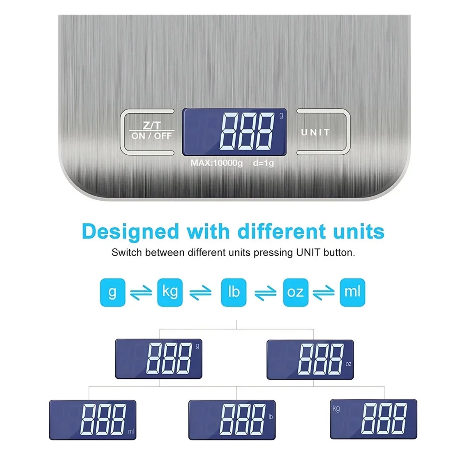 Digital Kitchen Scale LED Stainless Steel High-Precision Electronic Scale Home Jewelry Food Weighing