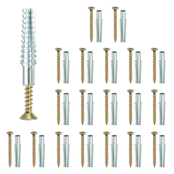Uxcell 20 Pcs Drywall Hollow Wall Anchors with Screws, 0.24 x 2.36'' Heavy Duty Steel Wall Anchors Kit, Dry Wall Anchors for Concrete Wall Plaster Wall, Silver