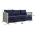 thumbnail image 3 of Modway Aura Outdoor Patio Wicker Rattan Sofa in Gray Navy, 3 of 8