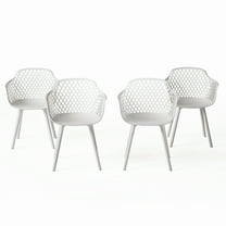Abram Outdoor Modern Dining Chair, Set of 4, White