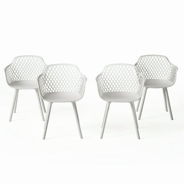 Abram Outdoor Modern Dining Chair, Set of 4, White