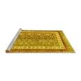thumbnail image 2 of Ahgly Company Machine Washable Indoor Round Abstract Yellow Modern Area Rugs, 3' Round, 2 of 4