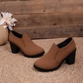 thumbnail image 6 of Pandaie Women's Platform Ankle Boots Chunky High Heel Slip on Short Booties Office Business Formal Fall Winter Dress Shoes Khaki 9.5, 6 of 9