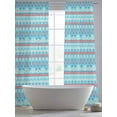 thumbnail image 5 of Bohemian Ethnic Sheer Curtains 84 Inch Long 2 Panels, Red Blue Floral Lines Linen Texture Light Filtering Rod Pocket Semi Sheer Curtains, Sheer Voile Drapes for Living Room Bedroom, 52"x84", 5 of 5