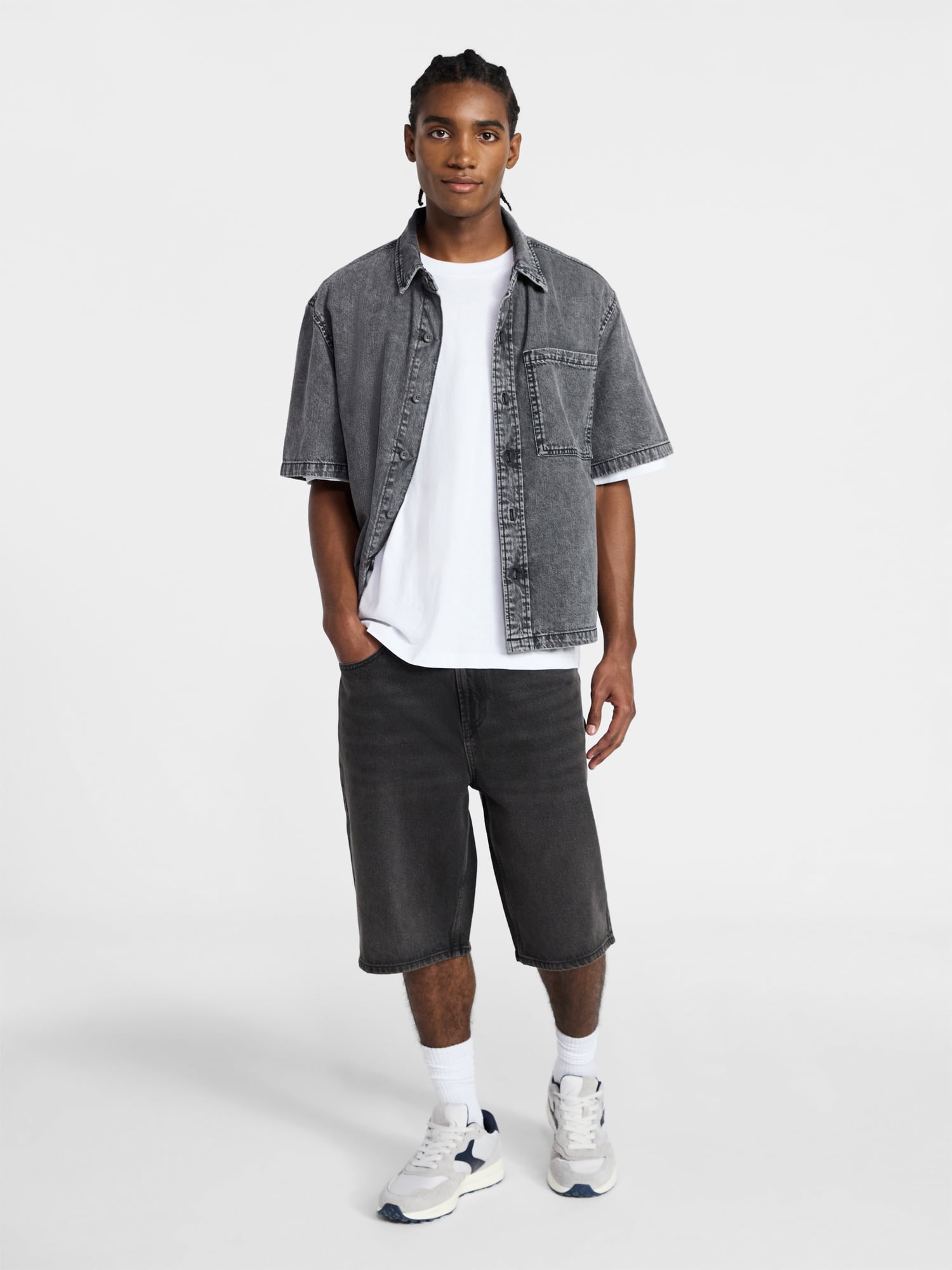 No Boundaries Men's Oversized Boxy Tee with Short Sleeves, XS-4XLT