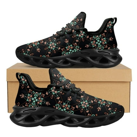 

Fashion Women Mesh Sneakers Rectangular Bandana Printed Lady Couple Lace-up Platform Shoes Casual Footwear Flats