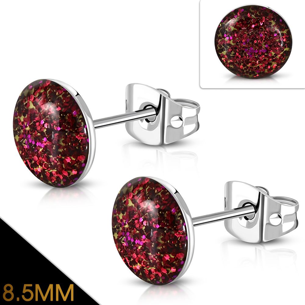 Pair Stainless Steel 4 Color Number Eight Crossbones Skull Circle Stud Earrings