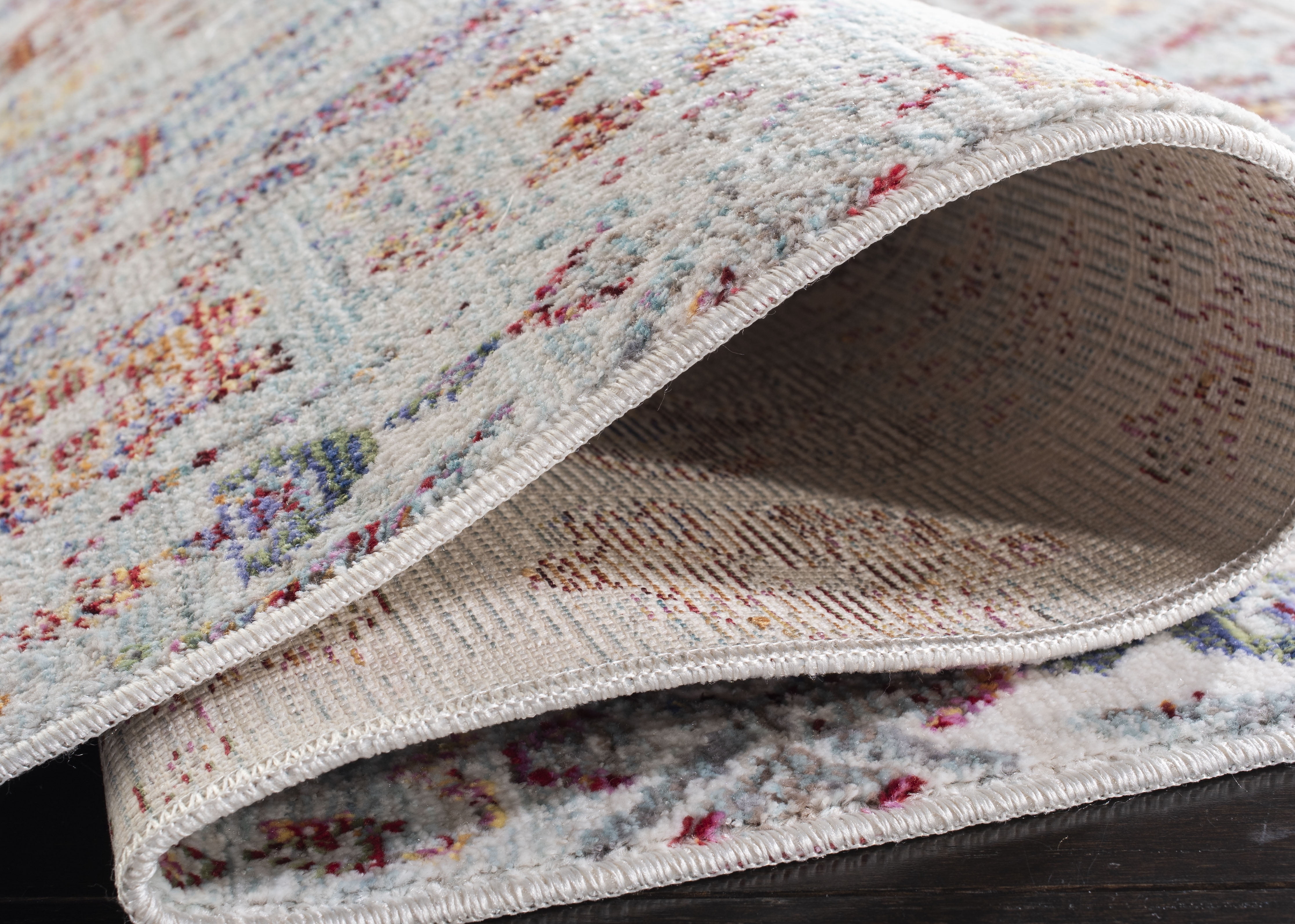 SAFAVIEH Valencia Angelle Distressed Oriental Polyester Runner Rug, Blue/Multi, 2'3" x 8'