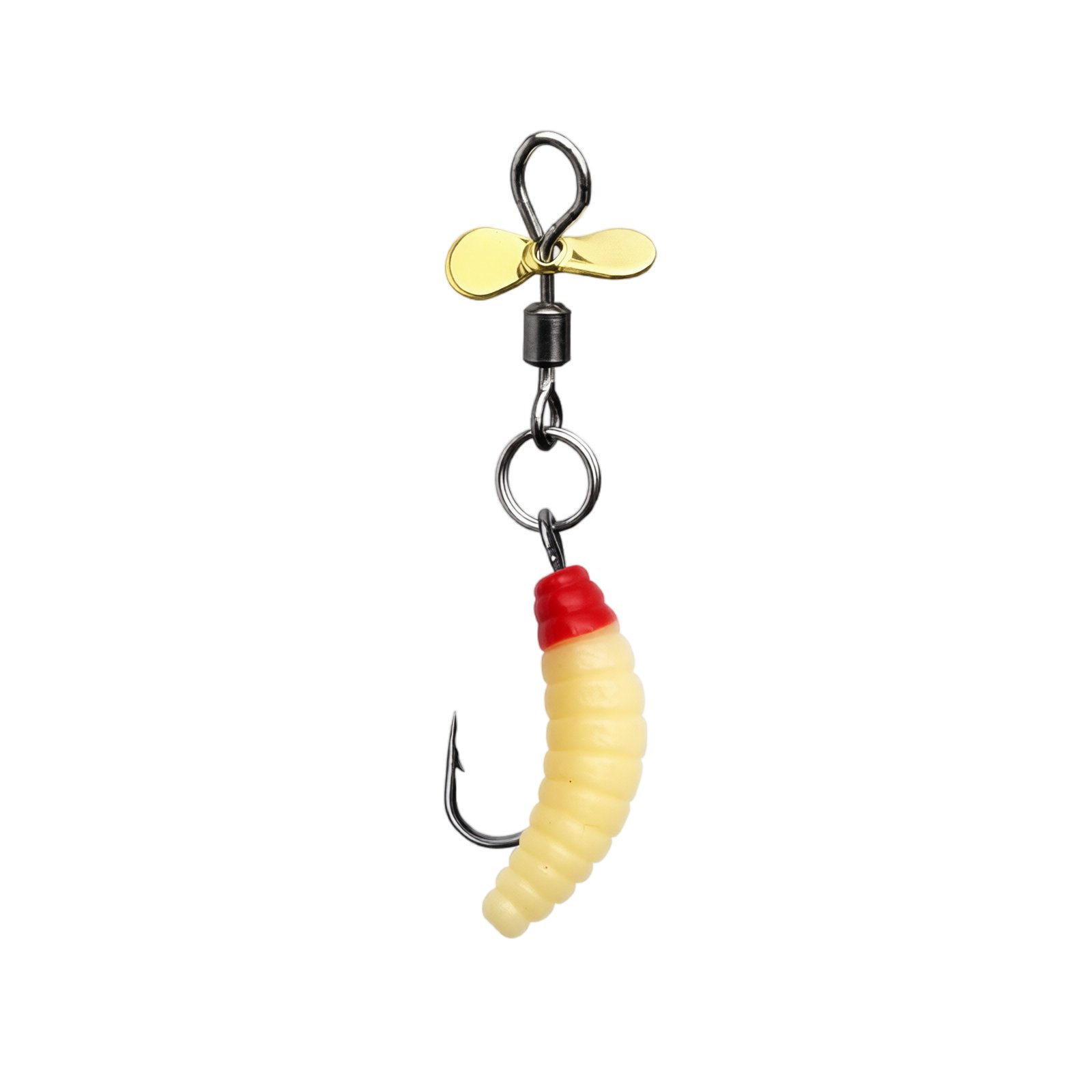Bass Fishing Lure with Rotating Dual Gold Propeller and Soft Rubber Grub Body Sensitive Bionic Artificial Bait for Freshwater Lake River Anglers Casual Outdoor Angling Accessory