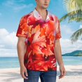 thumbnail image 5 of Daiia Autumn Maple Leaves Hawaiian Shirt for Men Gentle Cotton Regular Short Sleeve Casual-Large, 5 of 9
