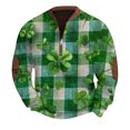 thumbnail image 4 of Men's St Patrick's Day Half Zip Sweatshirt Long Sleeve Clover Graphic Pullover, 4 of 5