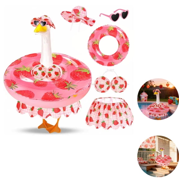 Hawaiian Porch Goose Outfits, 23 Inch Bikini Porch Goose Summer Outfit, Goose Clothes for Cement Goose Outdoor Garden Yard Decor (Only includes clothing)