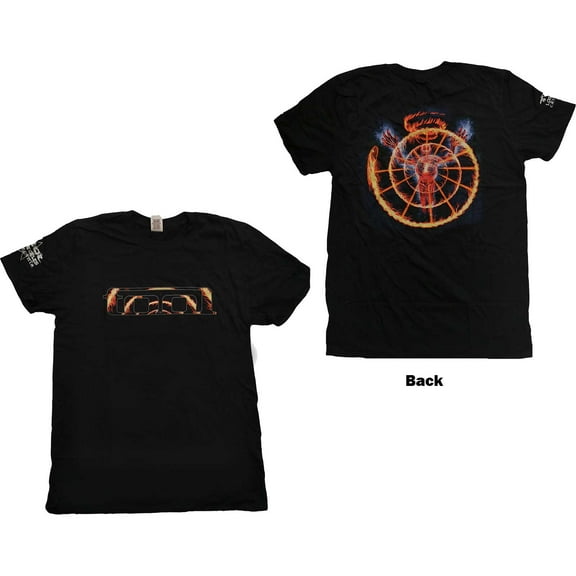 Men's Tool Flame Spiral (Back & Sleeve Print) Slim Fit T-shirt Small Black