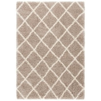 SAFAVIEH Hudson Jackson Trellis Shag Area Rug, Beige/Ivory, 7' x 7' Square