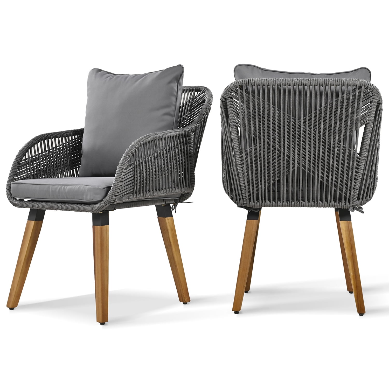 Aimee Lii All Weathe Brown 5 Piece Outdoor Patio Wicker Furniture Set, Rattan Chair and Footstool Conversation Set with Coffee Table, Gray Aimee Lii All Weathe Brown 5 Piece Outdoor Patio Wicker Furniture Set, Rattan Chair and Footstool Conversation Set with Coffee Table, Gray
