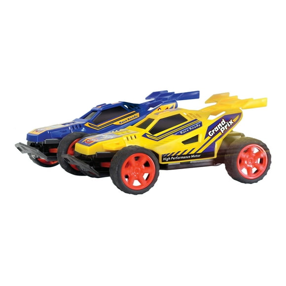 Kidzlane - Voitures de Course Grand Prix - RC - Bleu, Jaune (Lot de 2)