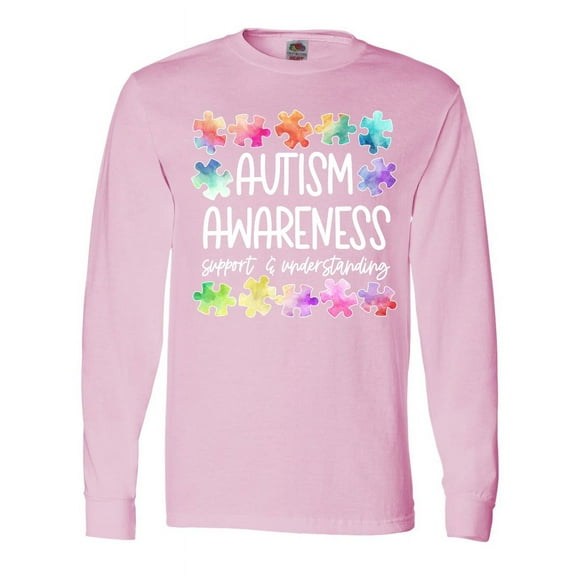 Inktastic Autism Awareness Support and Understanding Puzzle Pieces Long Sleeve T-Shirt