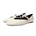thumbnail image 2 of CIENVNSTG Patent Leather Flats For Women Square Toe Mary Jane Ballet Flats Shoes Buckle Strap Dress Casual Comfortable Shoes Beige 35, 2 of 5