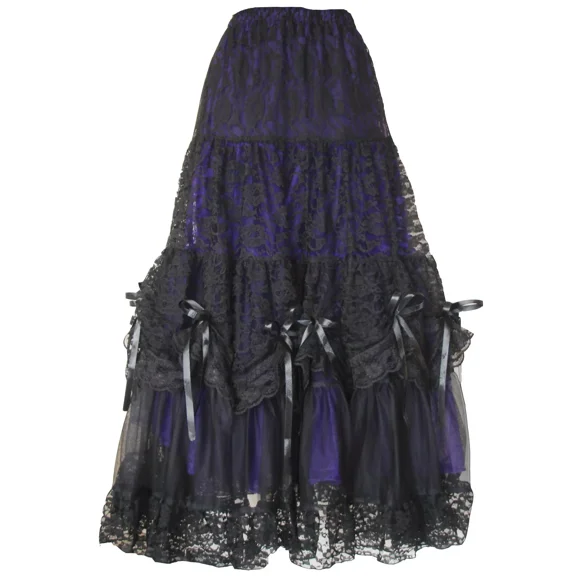 Gothic Long Skirt Punk Prom Halloween Christmas Party Wear Purple Black White
