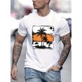 thumbnail image 2 of Palm tree Graphic Print T-Shirt For Men Casual Short Sleeve Tee 1 Pcs 100% Heavy Cotton - Comfortable Crew Neck, Soft Adorable Tees Tops, 2 of 7