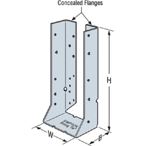 Simpson Strong-Tie HUC410 HUC Galvanized Face-Mount Concealed-Flange Joist Hanger for 4x10 (Pack of 25)