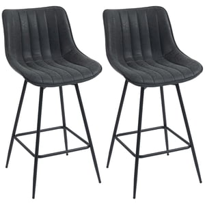 HOMCOM 27" Tabourets à barres Ensemble de 2, PU Tabourets de comptoir en cuir, Noir