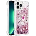 thumbnail image 3 of Glitter Clear Sparkly Bling Case for Apple iPhone 15 Pro Max, Flowing Liquid Quicksand Cover with Diamond Ring Holder Case for iPhone 15 Pro Max  Rose Gold, 3 of 14