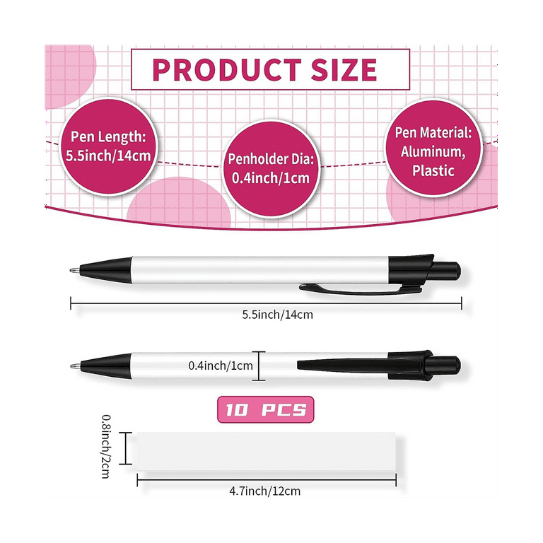  Yexiya Sublimation Pens Blank Heat Transfer Pen Sublimation  Ballpoint Pen with Shrink Wrap White Aluminum Customized Clip Pen School  Supplies for Christmas Office School Stationery Supplies (30 Sets) : Office  Products