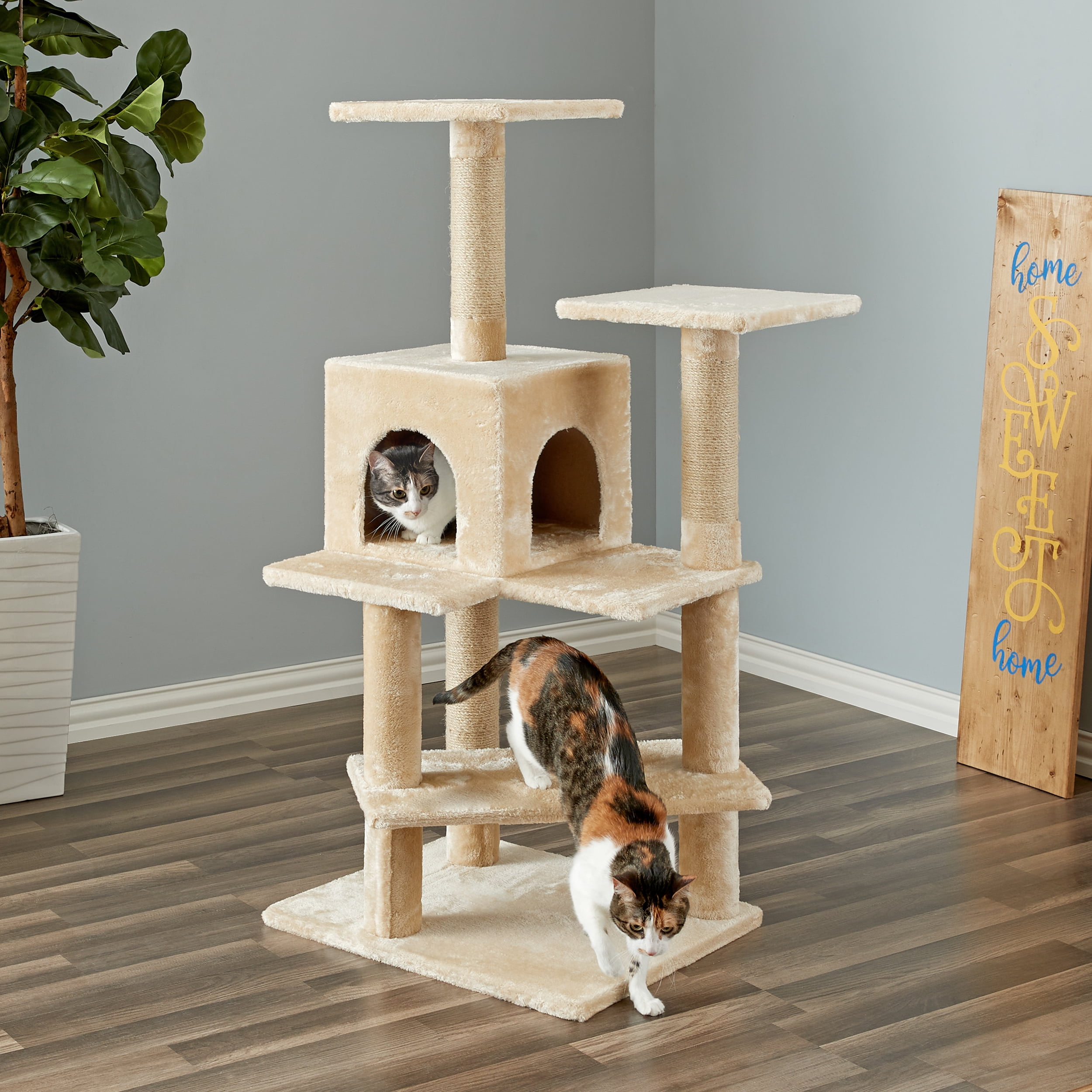Two by Two Portland - Beige Scratching Post Cat Furniture - 50.8 in. Tall