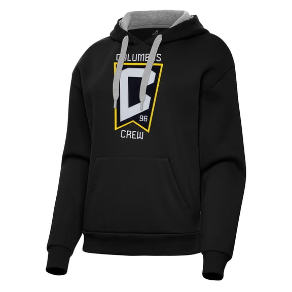Women's Antigua Black Columbus Crew Victory Pullover Hoodie
